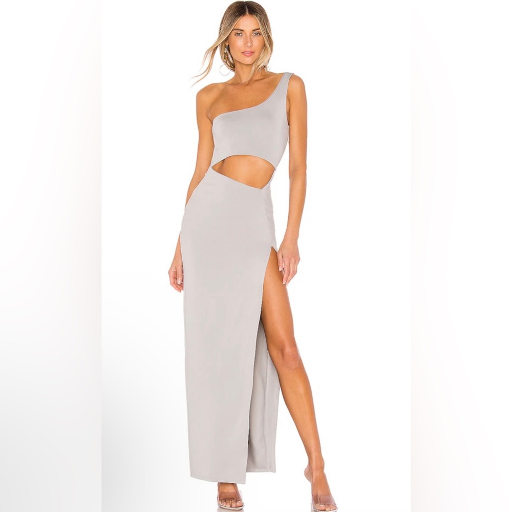 🆕 Superdown Erla Cutout Maxi Dress in Light Grey Sz Small